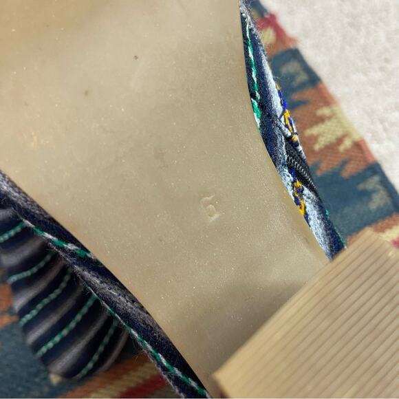 Fortress Of Inca Striped Tapestry Ankle Boots with Wooden Heel Size 6 - Picture 4 of 5